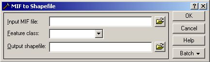 [O-Image] MIF to Shapefile dialog